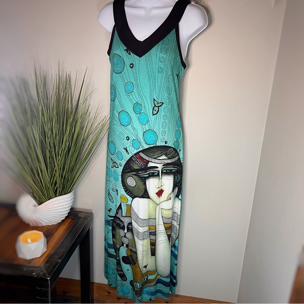 Dolcezza Simply Art Turquoise Dress Size S